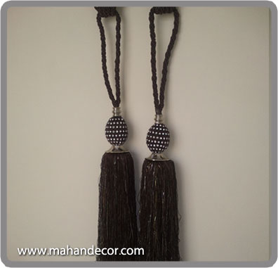 شرابه پرده مخمل و نگین دار تخم مرغی