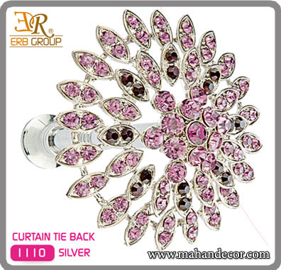 گل ميخ نگین دار پرده کد 1110 نقره ای