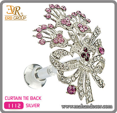 گل ميخ نگین دار پرده کد 1112 نقره ای