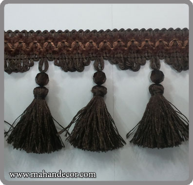 Pro395 ریشه پرده مدل منگوله نگین دار (قهوه ای)