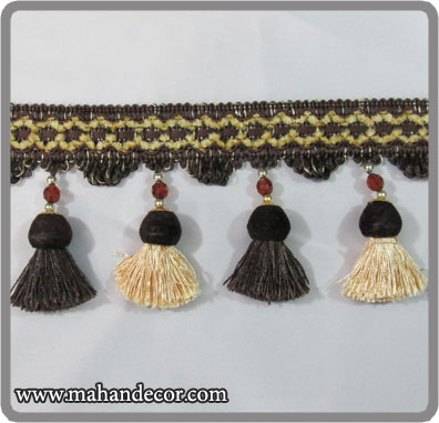 ریشه پرده مدل منگوله آناناسی (رنگ قهوه ای - طلایی)