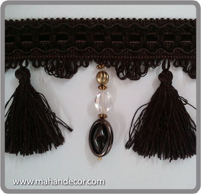 Pro197 ریشه پرده مدل منگوله کریستال نگین دار (رنگ قهوه ای)